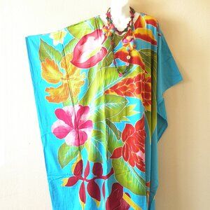 KD360 Floral Batik Hand Painted Plus Batwing VNeck Kaftan Dolman Women Dress